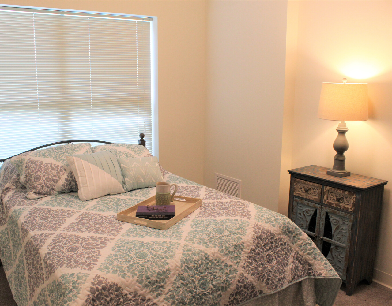 Assisted living bedroom at Silver Birch of Evansville
